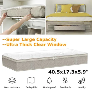 

Foldable Under Bed Bags,1 Pack Large Under Bed Storage Boxes Thick Breathable Underbed Clothes Storage Bags Zippered Organizer