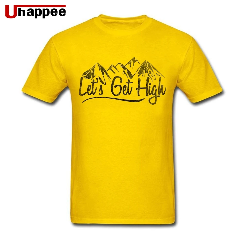 

Large and Tall Let's Get High Mountains T-Shirts for Men Grunge Style Designers Short Sleeves Man T Shirt Summer 80's Merch