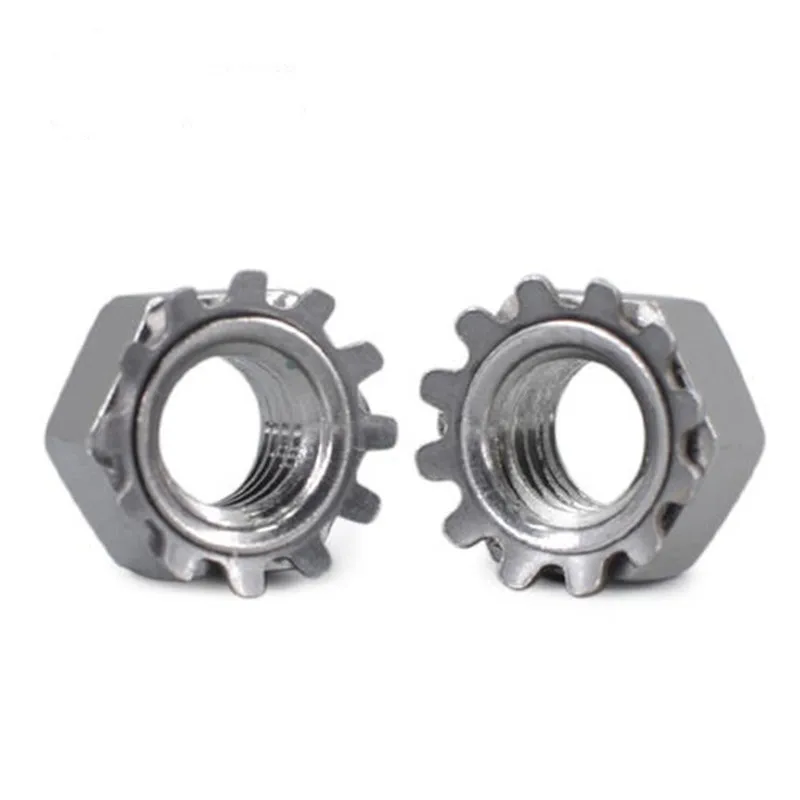 

M3-M12 US Stanard K Type Multi-toot Nuts Multi Tooth Gear Toothed Lock Nuts K Nuts Hex Nuts Carbon Steel White Zinc