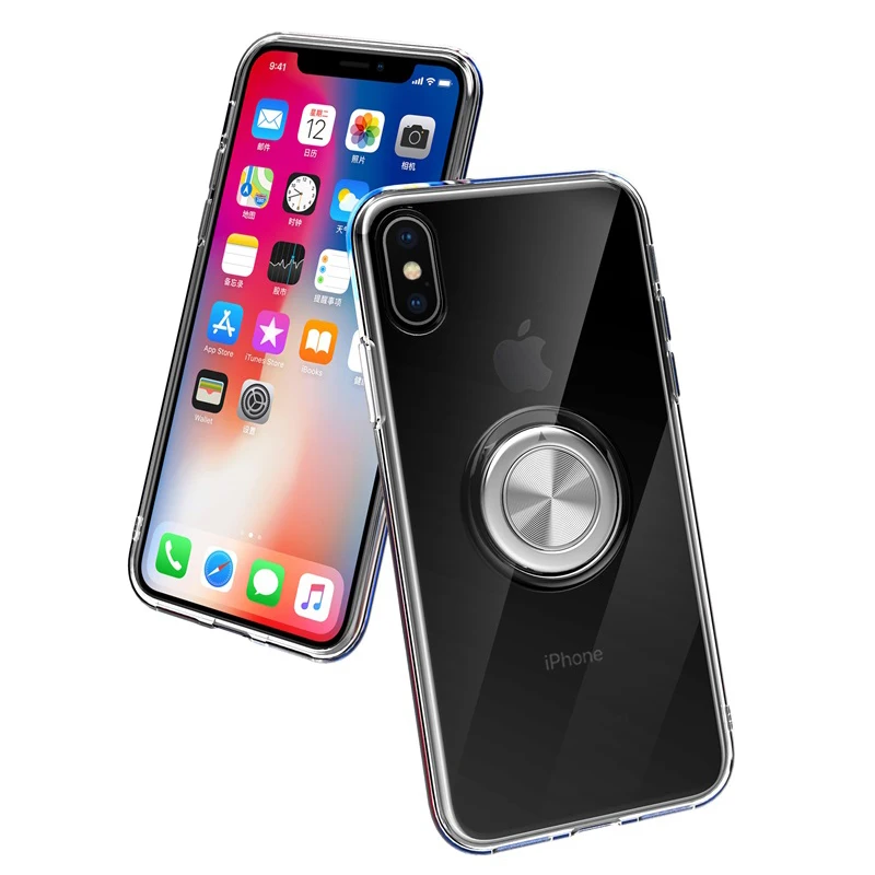 Чехол для телефона iPhone X XS чехол роскошная подставка с магнитным кольцом мягкий