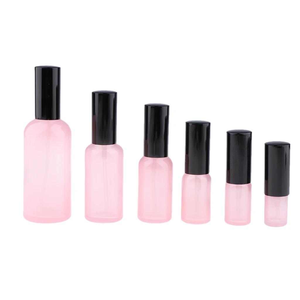 2pcs Empty Glass Fine Mist Mini Spray Bottles with Atomizer Pump - for Essential Oils, Travel, Perfumes and More,Pink