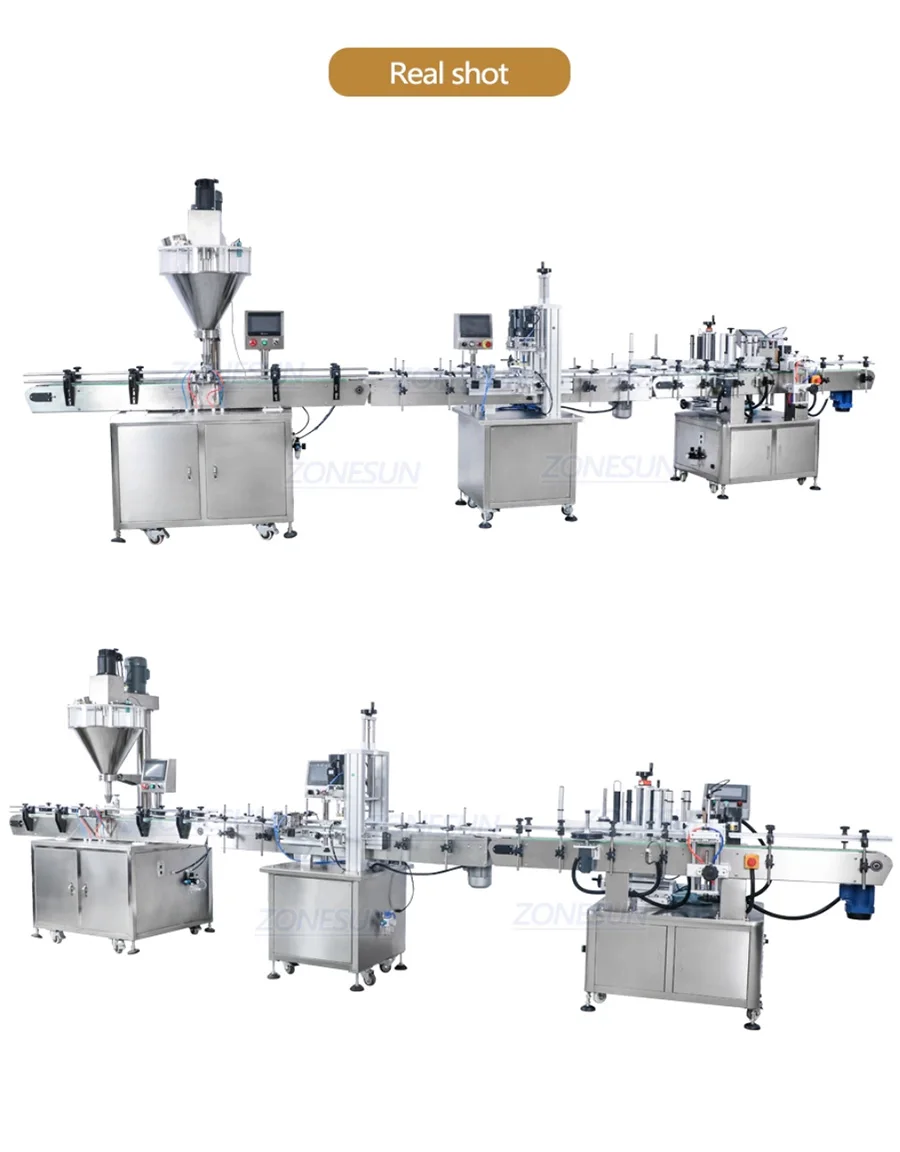 ZONESUN ZS-FAL180P9 Automatic Biscuit Toner Coffee Dry Auger Economic Spices Powder Bottle Filling Capping And Labeling Machine