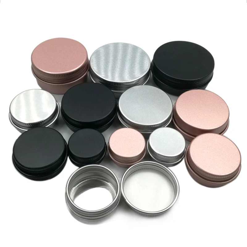 

50pcs 5g 10g 15g 30g 60g Cosmetic Aluminum Jars Personal Care Cream Mask Packaging Pots Lip Balm Container 3 Colors