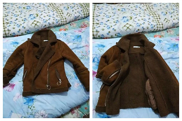 Jaqueta de couro falso plus size de