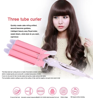 

Hair Curler Three-Tube Curling Hair Waver Iron Curling Wand Ceramic Hot Tools Professional Hairstyle Long Hair Tool