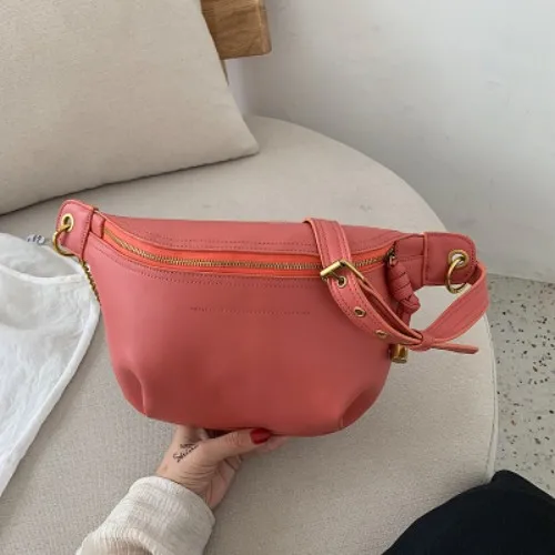 Bokinslon Simple Large-Capacity PU Leather Ladies Bag Wild Portable Messenger Shoulder Bag Fashion Women - Color: redC
