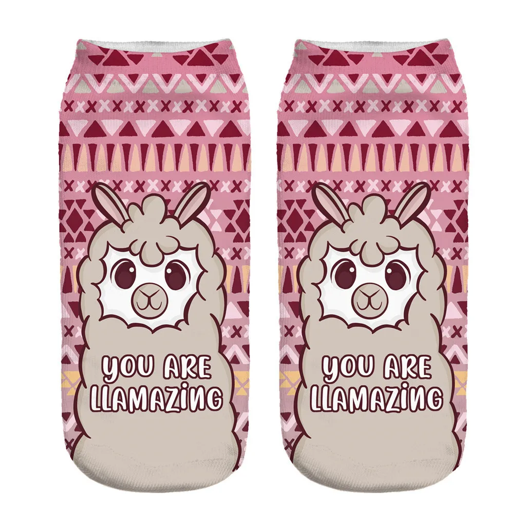 Женские носки из альпаки с 3D цифровой печатью, невидимые носки для взрослых, волшебные носки, носки до лодыжки, носки с 3D принтом, художественные носки для женщин Y926