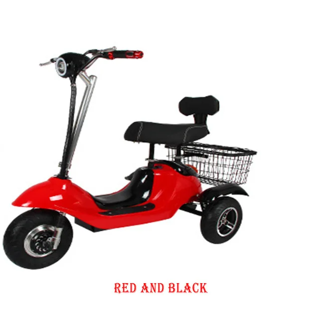 Red and Black Электрический трехколесный велосипед трехколесный двухколесные электрические скутеры с 6,5 дюйма 48V 500W Портативный 3-х колесный Электрический скутер для взрослых - Color: Red and Black