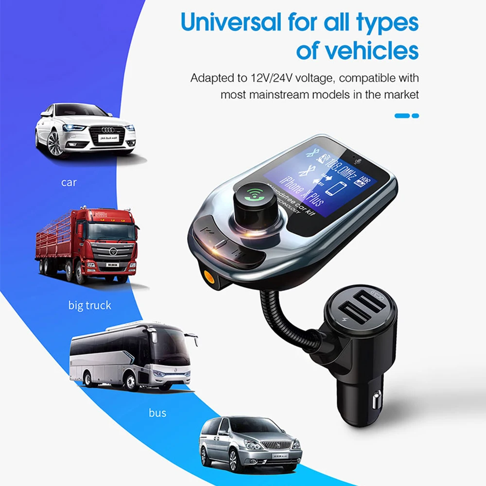 Автомобильное зарядное устройство с двумя usb-портами, bluetooth, 3,1 А, автомобильный прикуриватель, Универсальное Usb Автомобильное зарядное устройство с дисплеем напряжения автомобиля, быстрая зарядка