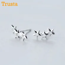 Trusta новые 925 пробы серебряные женские ювелирные изделия Модные крошечные 5 мм X 11 мм звезда серьги гвоздики подарок для школьниц Дети Леди DS99