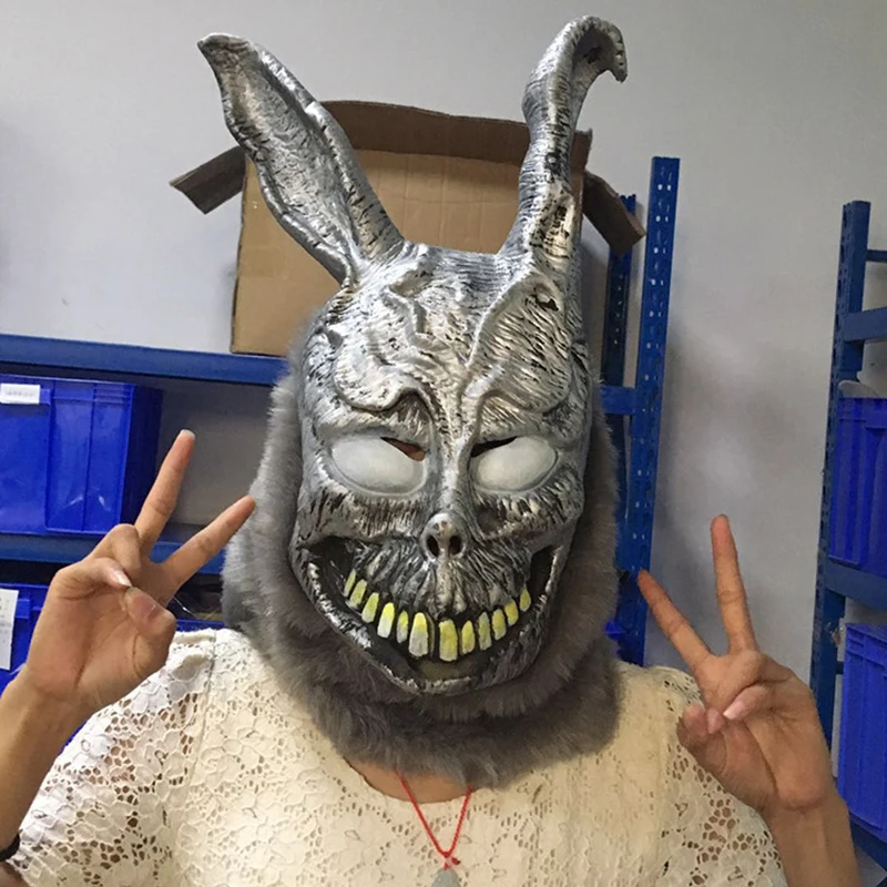 

Funny Halloween Donnie Darko FRANK the Bunny Rabbit MASK Latex Overhead with Fur Adult Costume Animal Masks For Party Cosplay