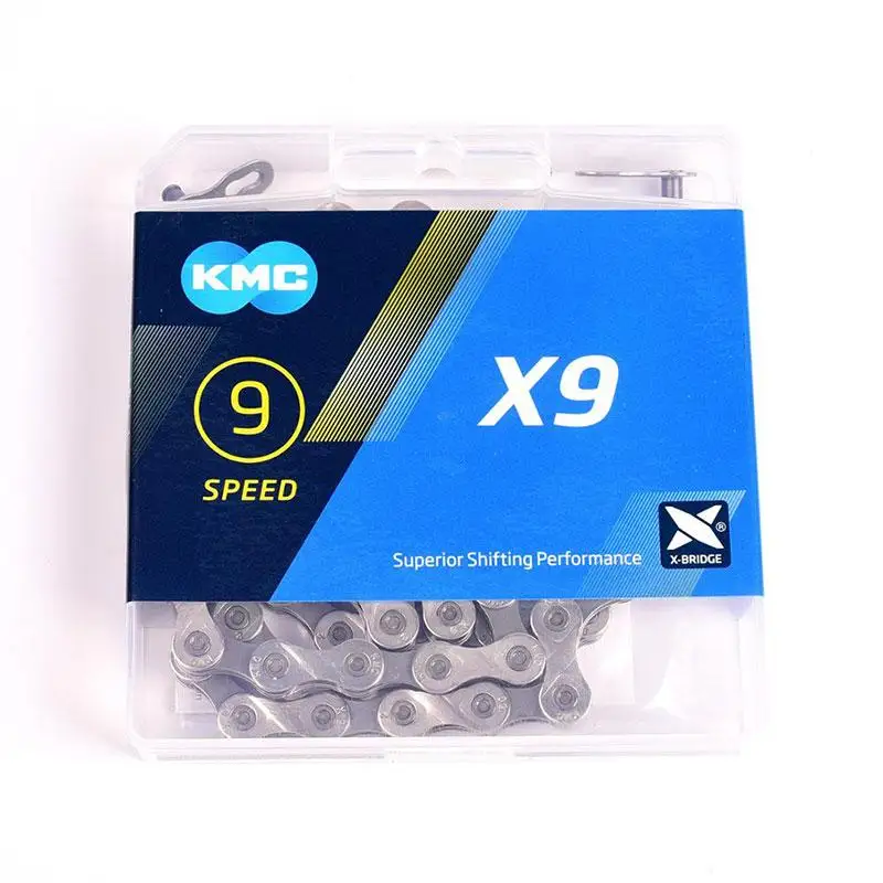 Велосипедная цепь KMC X9 X9.93 MTB дорожный велосипед серебряная цепь 116L 9 скоростная волшебная кнопка горный с оригинальной коробкой и MissingLin