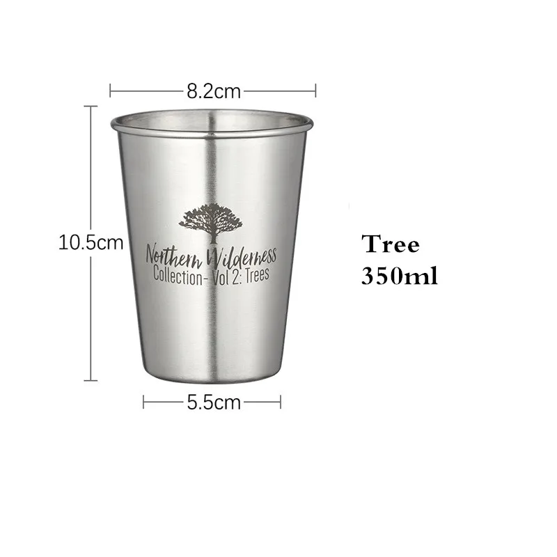 Tree 350ml Простая кофейная чашка в скандинавском стиле, 304 нержавеющая сталь, пивная кружка, колы, холодная чашка для напитков, кружка с ремнем, домашняя парная чашка для чистки - Цвет: Tree 350ml