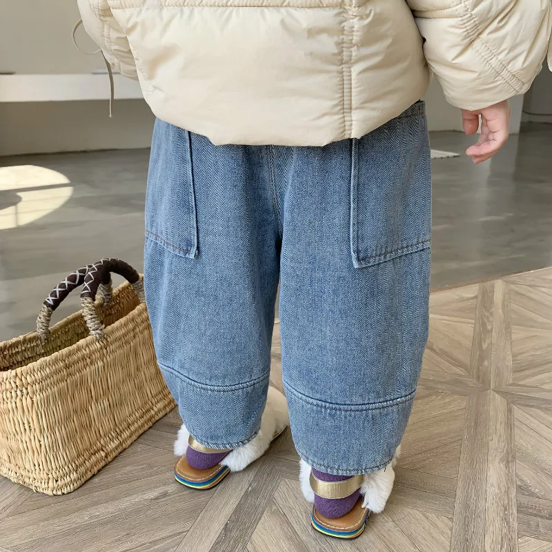 Новинка года; сезон осень-зима; свободные вельветовые ковбойские брюки для мальчиков и девочек; детские джинсовые брюки