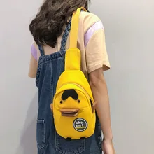 Стиль онлайн знаменитостей текстурированная мини маленькая сумка Милая мультяшная маленькая утка нагрудная сумка из текстиля забавная сумка на плечо