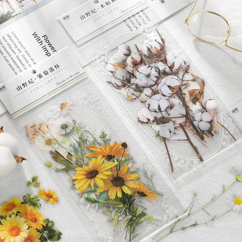 11 Pcs/lot Vintage Plant Daisy Butterfly Decorative Stickers Scrapbooking Stick Label Diary Album Stationery Sticker Accessories |