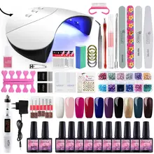 Маникюрный набор 24/36W УФ-светодиодный светильник для маникюрный набор 10 шт комплект гель-лаков для ногтей био-Гели Soak Off Гель Лаки для нейл-арта набор сушильная машина инструменты