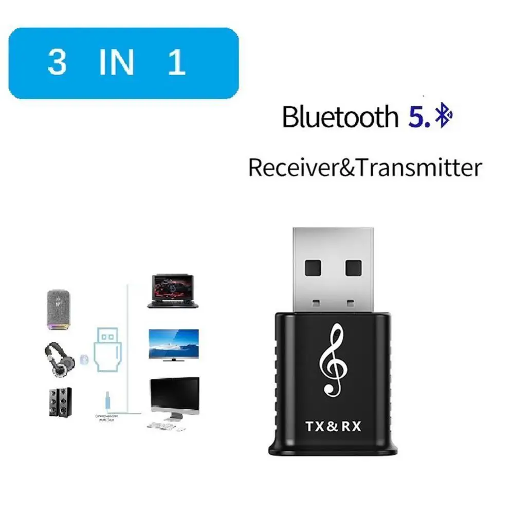2-в-1 Bluetooth 5,0 автомобильный комплект Беспроводной адаптер аудио приемник передатчик Wi-Fi стерео Bluetooth AUX USB 3,5 мм Jack для ТВ ПК