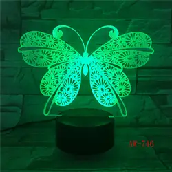 Бабочка 3D визуальная иллюзия Лампа Прозрачный Акриловый ночник светодиодный светильник изменение цвета сенсорный стол украшение спальни