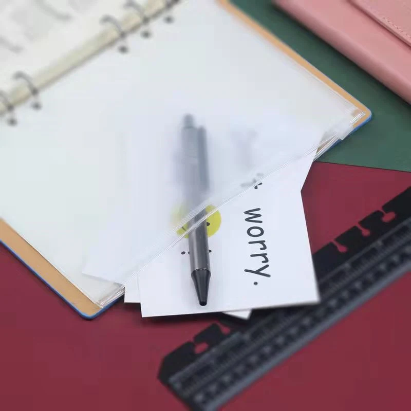 투명 파일 홀더 표준 투명 PVC 루즈 리프 파우치, 방수 예산봉투, 지퍼 바인더, 노트북 플래너, A6, 10 개