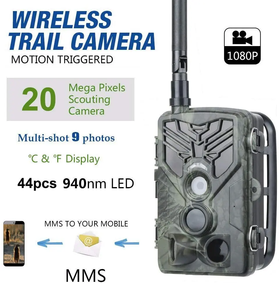 

Trail Hunting Camera 2G MMS SMS GSM 20MP 1080P Infrared Wireless Cellular Mobile Night Vision Wildlife Hunting Camera HC810M