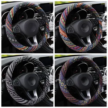 

Car Accessories Elastic Car Styling Ethnic Style Car Steering Wheel Cover Linen Universal