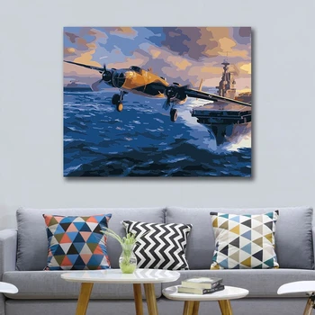 

Painting by numbers tank warship Fighter picture coloring by numbers Drawn by myself World War II picture paint by the number