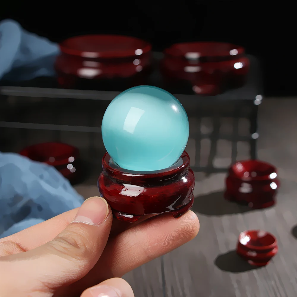Miniature Ornament Natural Wood Holder Globe Base For Crystal Ball