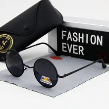 Round Sunglasses Fashion Oval Polarized Circular glasses Men Brand Designer Male Sun Glasses Black Frame UV400 Perform