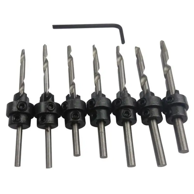 

Citop 1set 3.18-5.56mm HSS Countersink Tapered Drill Bit Screw Woodworking Drill Press Set Reamer Tapered Drills With Hex Key