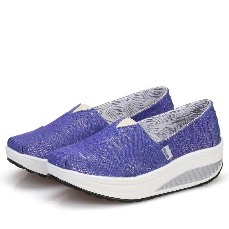 Туфли BeckyWalk женские холщовые повседневные лоферы на платформе с принтом без