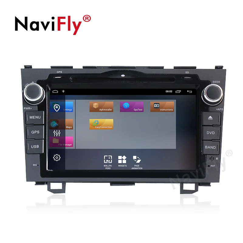 Best Navifly Android 9.1 Car dvd player GPS Navigation For Honda CRV 2007-2011 wifi BT SWC RDS multimedia player 2+32G  Map Card MIC 1