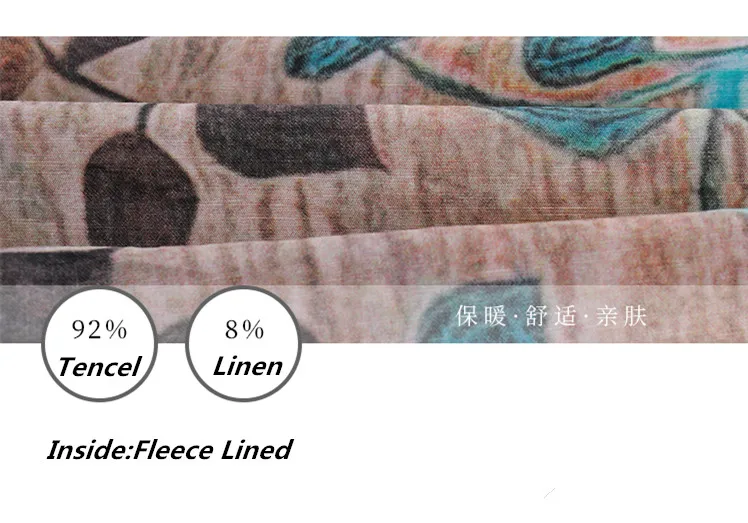 LZJN Women's Ethnic Winter Dress Vintage Chinese Style Soft Fleece Lined Warm Thicken Printed Maxi Coat Pullover with Pockets  (21)