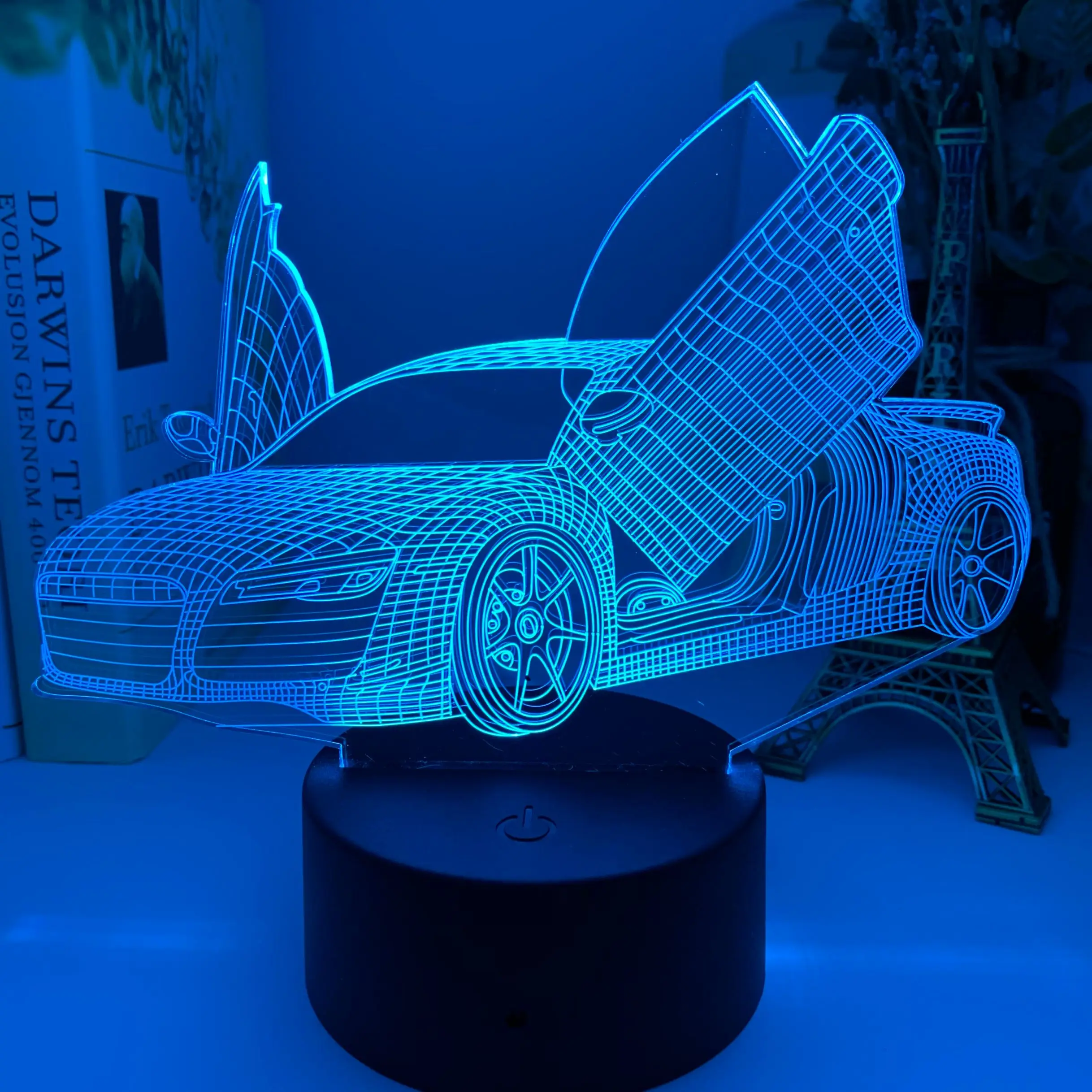 Спортивный автомобиль 3D иллюзия Лампа для детской спальни Декор Светильник