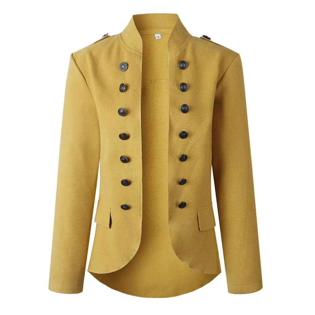 Yellow Женские пиджаки в стиле ретро, зимняя куртка, Casaco Feminino, Женская винтажная куртка-бомбер с карманами на пуговицах, повседневное пальто, верхняя одежда - Цвет: Yellow