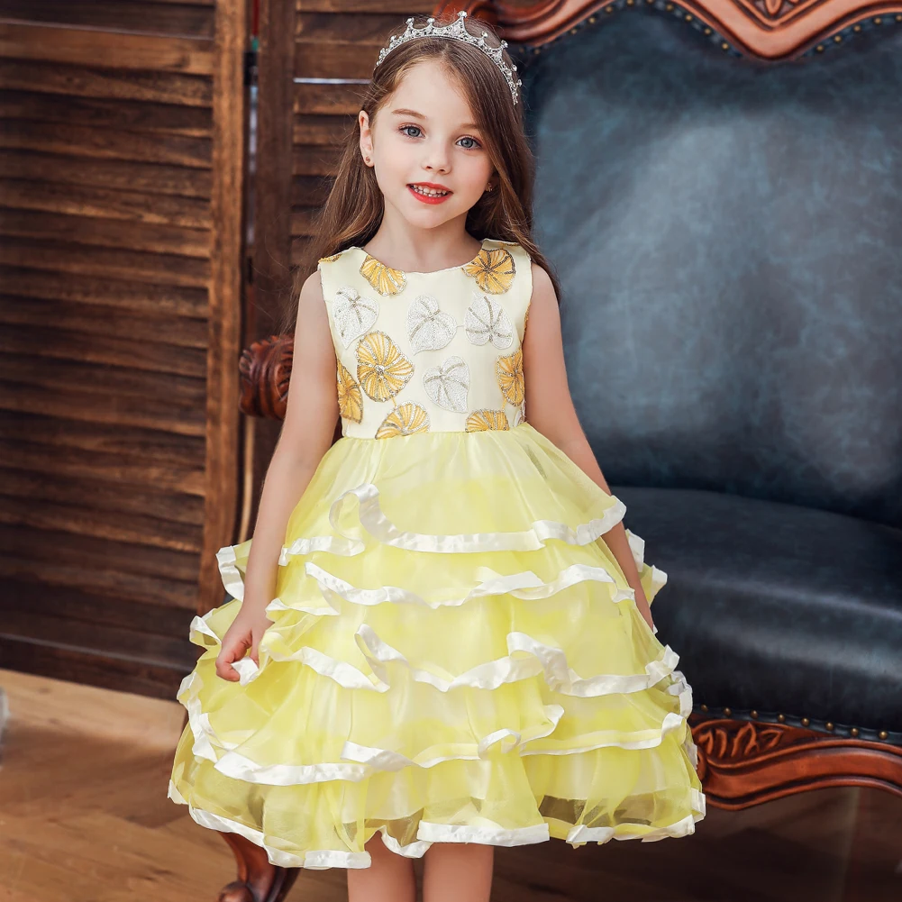 

Vgiee Princess Dress for Girls Kids Mesh Knee-Length Sleeveless Kids Dresses for Girls for Party and Wedding Outfits CC620