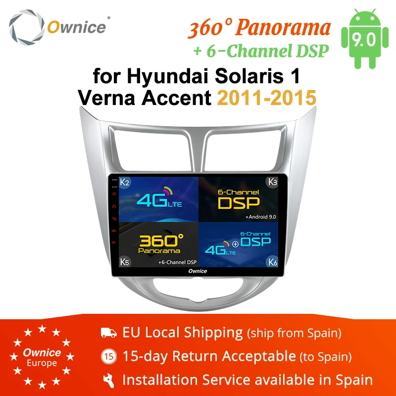 Ownice K3 K5 K6 Android 9,0 Восьмиядерный автомобильный Радио плеер DVD для hyundai Solaris Verna accent 2011 2012 Navi gps 4G 360 panorama
