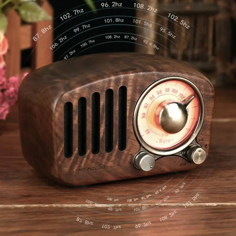 

Retro Mini Portable Speaker Walnut Wooden Vintage Bluetooth Speaker Loudspeaker Support TF Card FM Radio Strong Bass