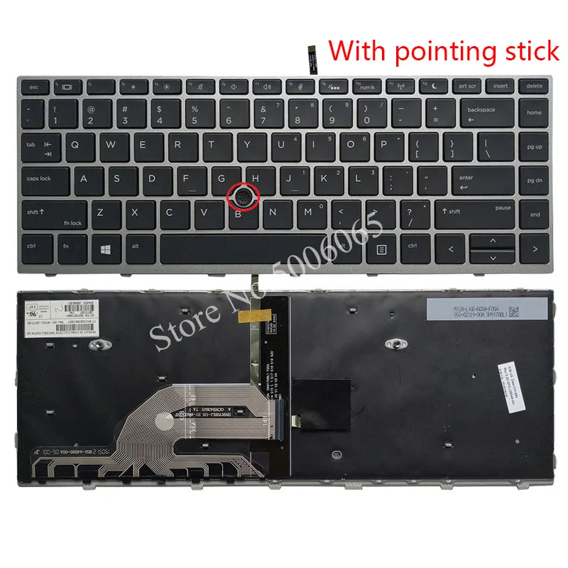 Клавиатура для ноутбука HP Probook 430 G5 440 445 с серебряной рамкой английская клавиатура