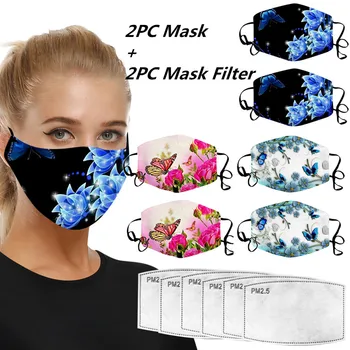 

2PCS Windproof Foggy Haze Mask With Mask Gasket Face Mask Filter Breathable Face Mask Washable Reusable Mouth Mask Mouth Caps
