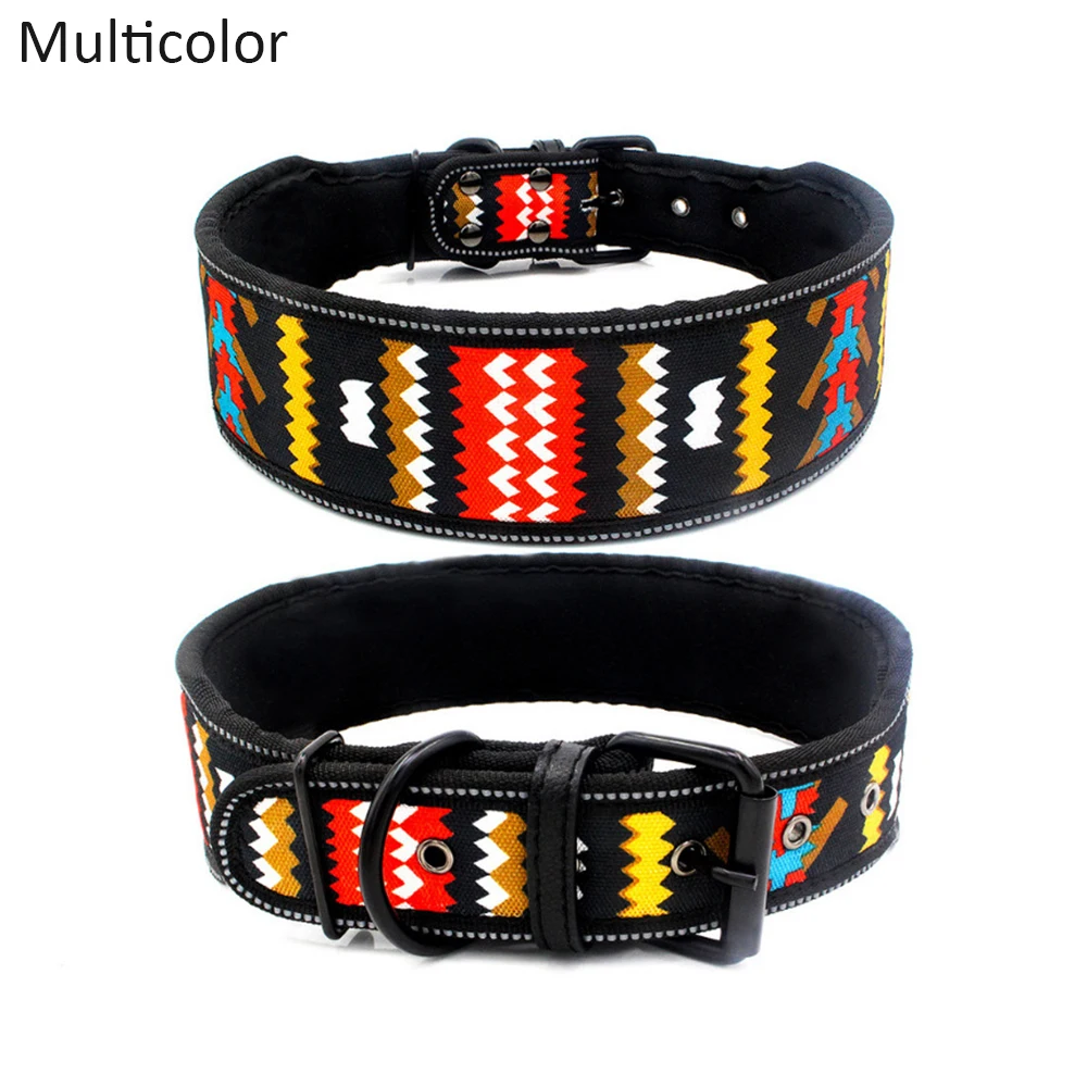 multi color Светоотражающий собачий ошейник Водонепроницаемый Прочный Нейлоновый Регулируемый ошейник для домашних животных средних и больших собак питбуль немецкая овчарка товары для домашних животных - Цвет: multi color