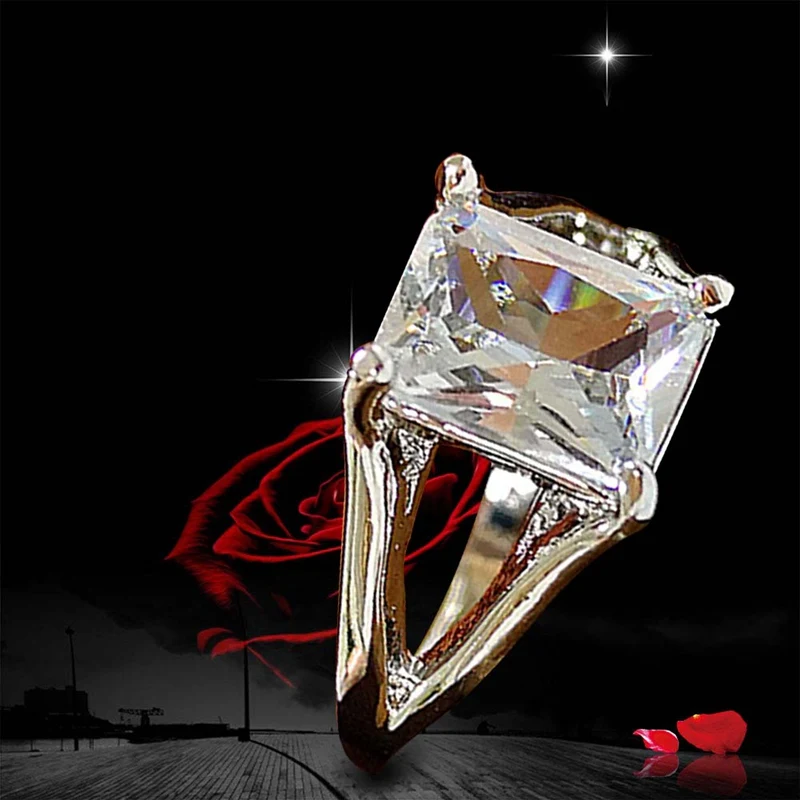 Модные кольца для шоу, элегантные ювелирные изделия для женщин и девушек, белое серебряное заполненное обручальное кольцо