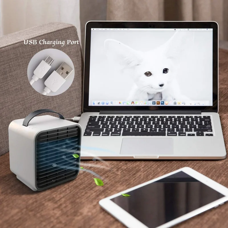 USB Air Conditioner Conditioning Humidifier Purifier With Night Light Desktop Air Cooler Fan For Home Office Kitchen