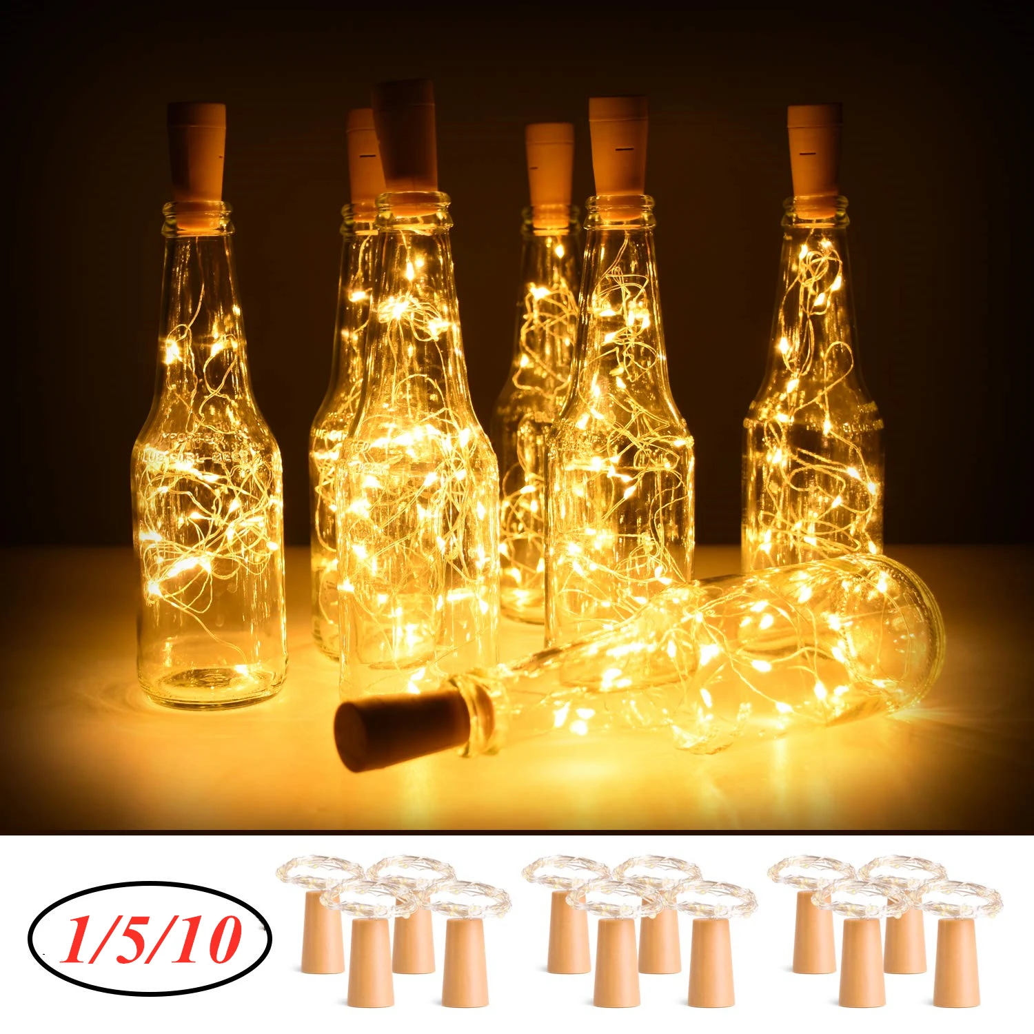 

Wine Bottle Lights with Cork String Lights Battery Operated Copper Wire Fairy Light for DIY,Party,Christmas,Wedding Decor