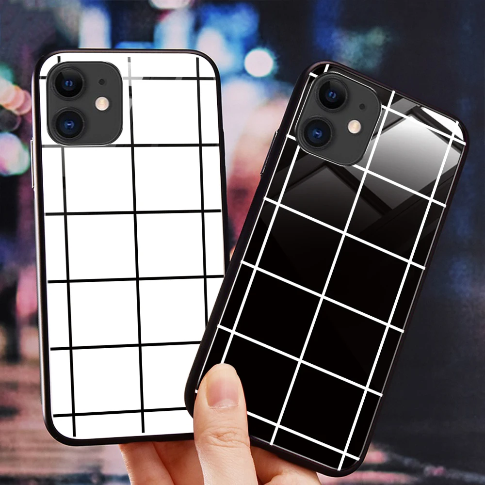 Чехол для телефона из закаленного стекла с узором сетки 7/8 Plus чехол iPhone 11 X XS MAX