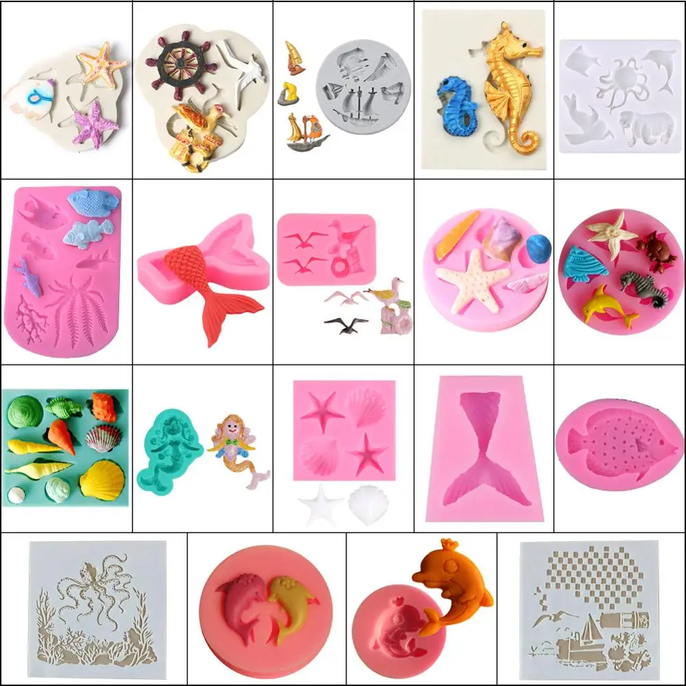 3D Sea Shell Starfish Cake Silicone Mold DIY Fondant Molds Decorating Tools Sugar Craft Chocolate Baking Tool | Дом и сад