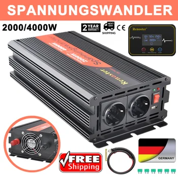 

2000/4000W wireless modified sine wave inverter DC 12V to AC 220V converter with remote control adapter USB car power inverter