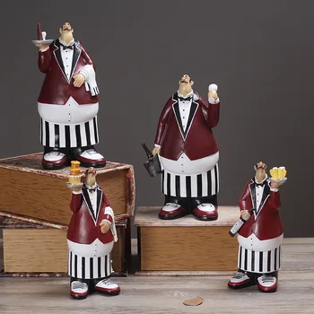 

Bakery Home Decor Resin Chef Ornament Collection Crafts Figurine Miniature Waiter Artesanato