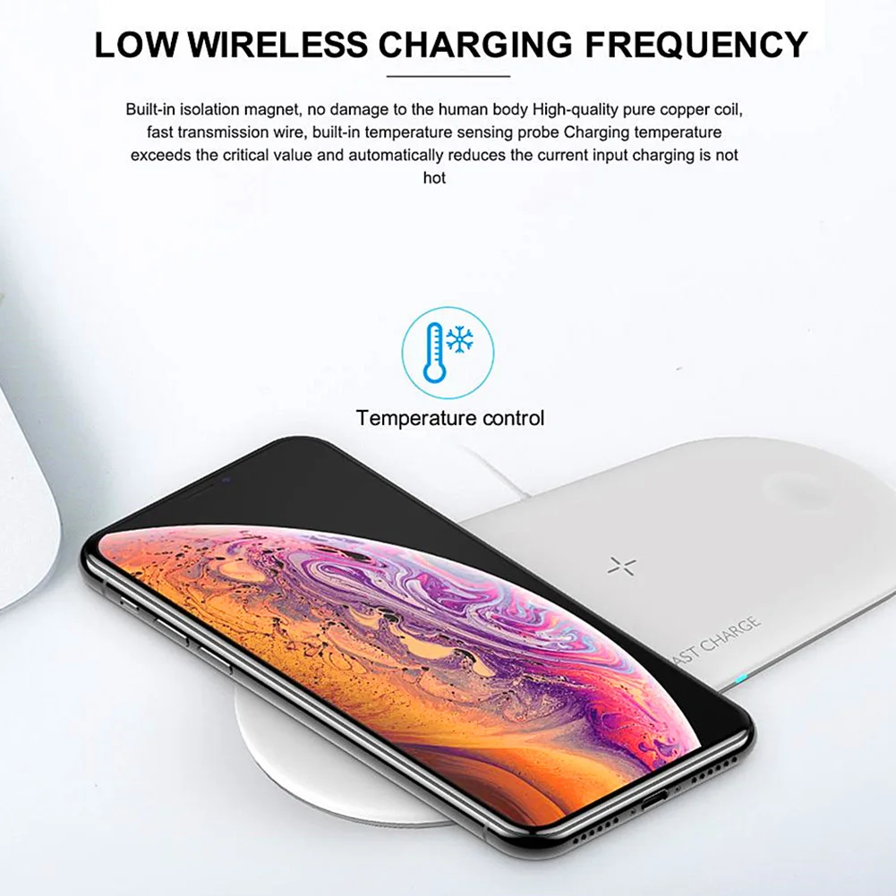 Qi Быстрое беспроводное зарядное устройство для iPhone 11 Pro XS Max samsung Note 10 S10 10 Вт зарядная подставка для Apple Watch 5 4 3 2 1 AirPods 1 2 Pro