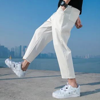 

EWQ / 2020 New Fashion spring Mens Pants Solid Black Loose Casual Tide High Street Man Drawstring Ankle-Length Pants Male 9A480